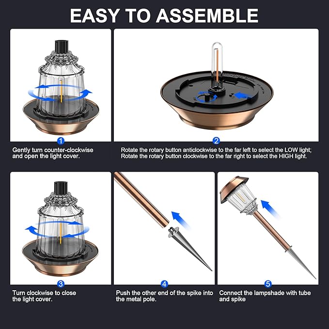 XMCOSY+ Solar Pathway Lights Outdoor - 6 Pack Solar Lights Outdoor Waterproof, 10-40 LM Dimmable Auto On/Off Solar Outdoors Lights Yard Garden Walkway Driveway (Warm White)