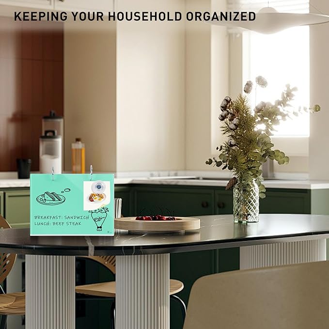 Desktop Glass Dry Erase & Acrylic Aesthetic Calendar Weekly to-do List Combo, Small Magnetic Standing Whiteboard, Desk Flip Easel Calendar with Accessories for Home Office Supply, Mint Green, 9 x 7''