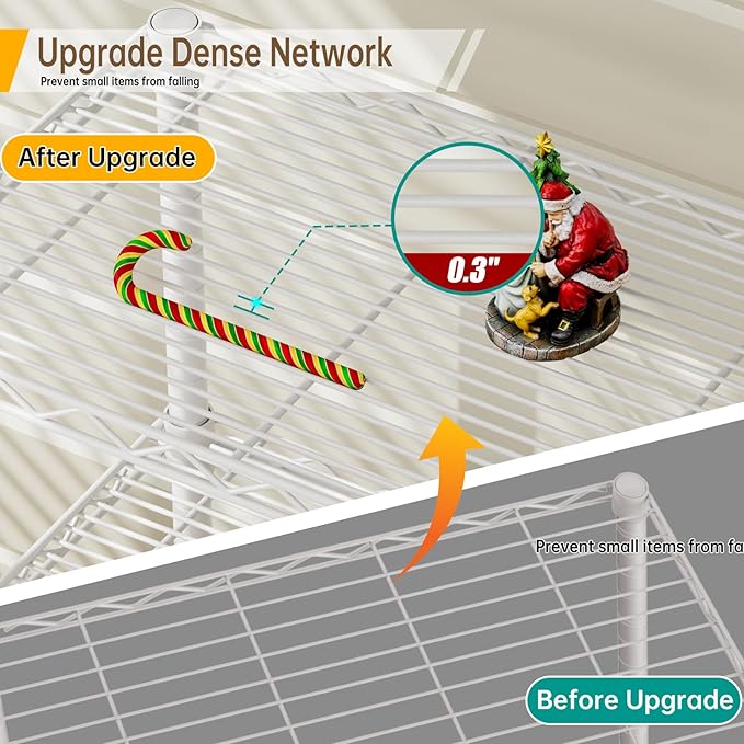 Small 6 tire Shelves Storage Wire Shelving Unit Metal Shelf Adjustable Organizers Storage Shelving for Bathroom Laundry Room Kitchen Pantry10”D x 16”W x 60”H White