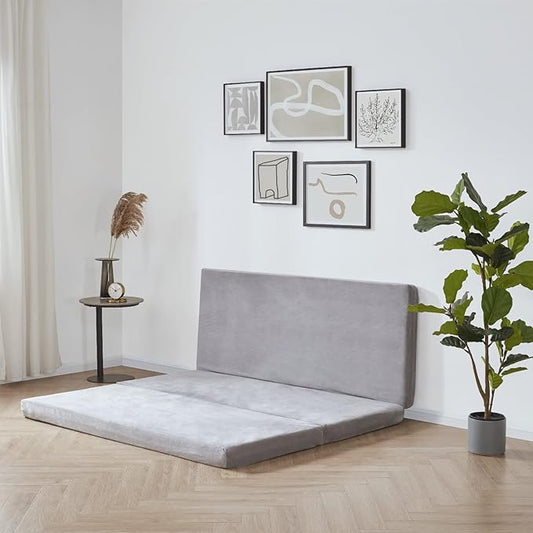 SINWEEK Tri-Folding Mattress with Storage Bag - 4" Foldable Foam Topper Cot Mattress, Guest Bed with Machine Washable Cover & Waterproof Lining, CertiPUR-US Certified (58 x 78 Inch)