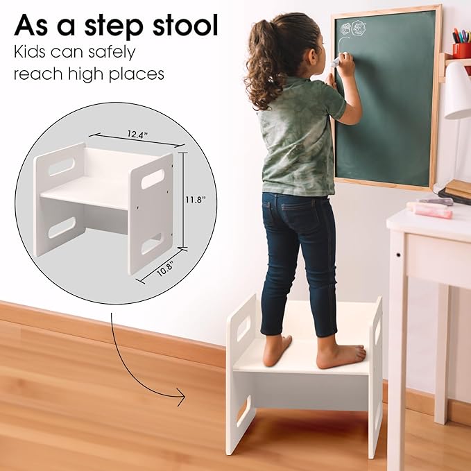 Kids Table and Chair Set,Montessori Weaning Table and Chair,Natural Bamboo Small Desk Chair,Toddler Activity Table and Chair Set for 1-3 Year Old Kids Dinner,Reading,Playing Toys,CPC Certified, White