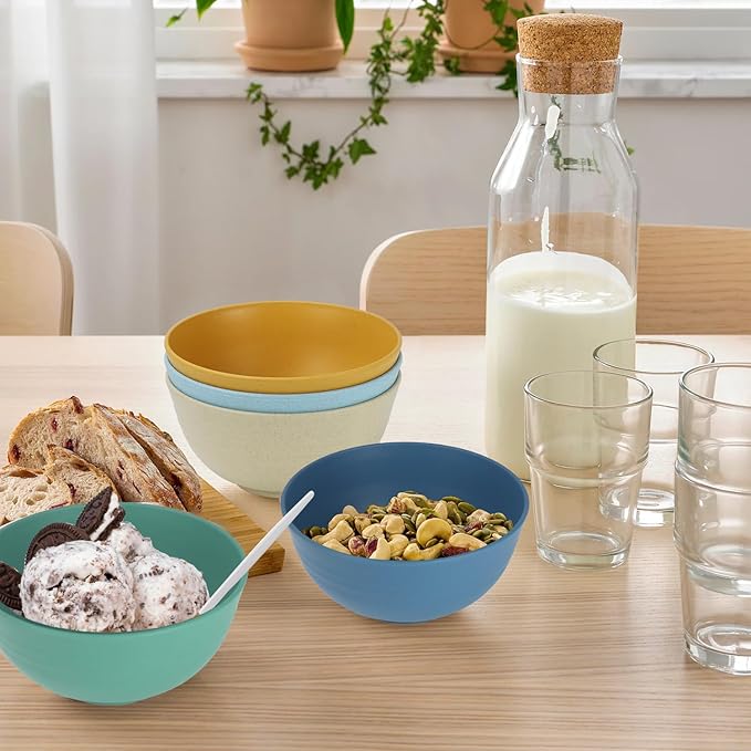 Unbreakable Wheat Straw Bowls for Kids, 10 oz Snack Bowls Set of 6, Small Handy Bowls Set for Snack, Dessert and Appetizer,Multi Color