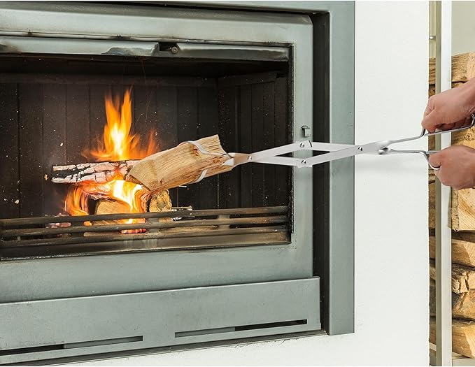 Stanbroil Stainless Steel Firewood Tongs, 26" Outdoor Campfire Fireplace Tongs, Log Grabber