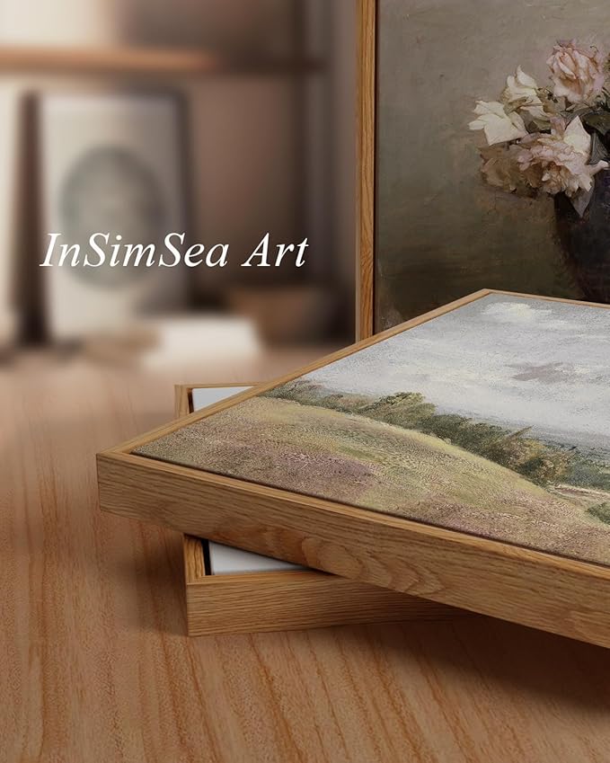 InSimSea Framed Canvas Wall Art Vintage Decor, Flowers Large Wall Art Prints, Flowers Art Modern Farmhouse Decor, Botanical Wall Art Painting for Office, Bedroom Bathroom Office home Decor, 20"x30"