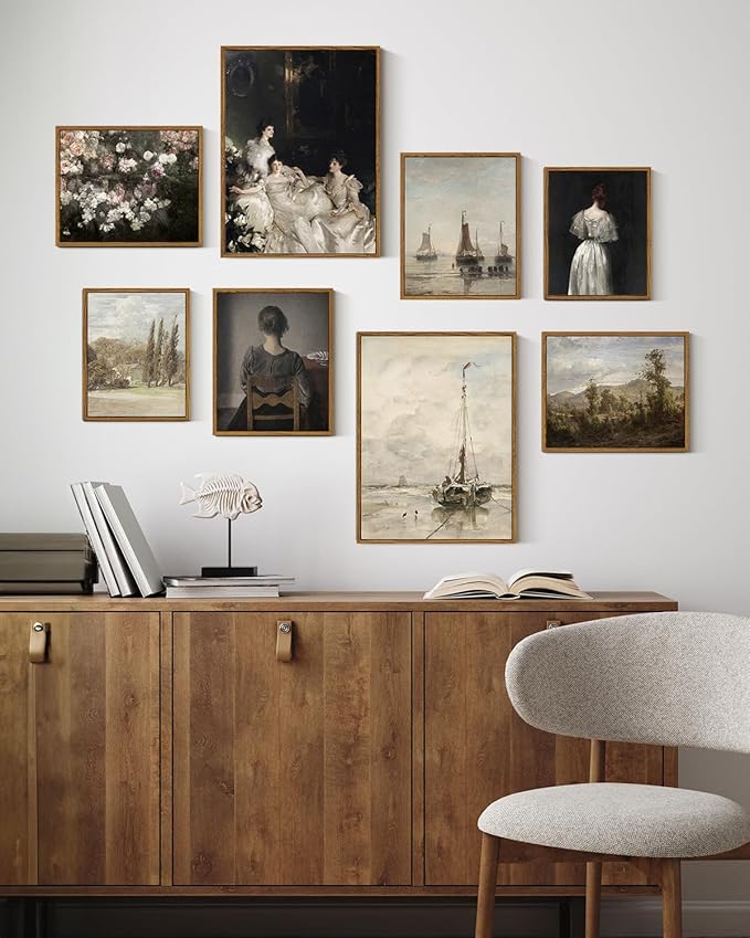 InSimSea Framed Canvas Wall Art Vintage Decor, Home Decor Garden in May Flower Art Aesthetic, Classic Rustic Flowers Wall Decoration for Bedroom Living Room Bathroom Gallery, 9"x11"