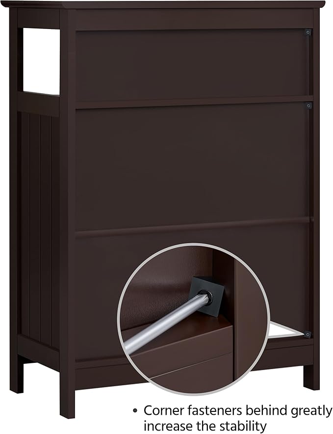 Yaheetech Bathroom Floor Storage Cabinet, Wooden Free Standing Storage Organizer with 2 Doors & Adjustable Shelf for Living Room, Hallway, Espresso