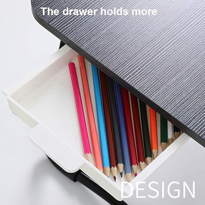 Home Office Lap Desk with Storage Drawer, Cup and Phone Holder, Laptop Bed Tray Table, 23.6" Foldable Desk, Laptop Stand for Breakfast, Working, Writing, Gaming and Drawing