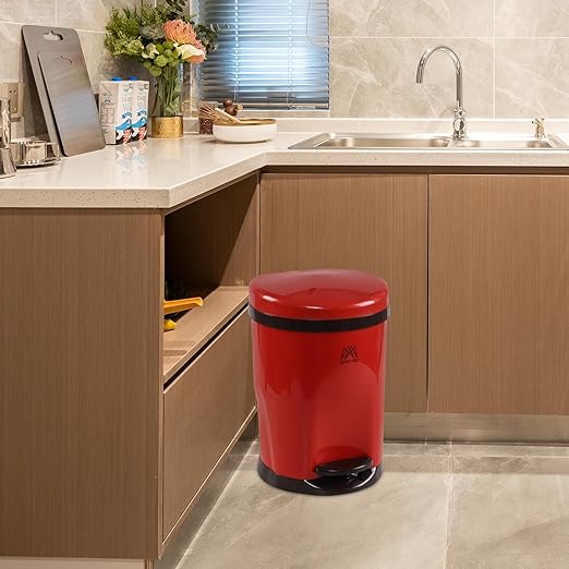 1.8 Gallon Small Multi-Functional Step Trash Can, Durable Plastic Waste Bin with Lid for Kitchen and Bathroom