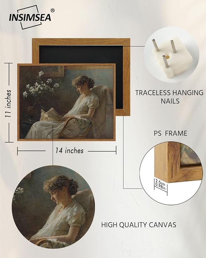 InSimSea Framed Wall Art for Living Room & Bedroom - Large Canvas Vintage Landscape Oil Painting Prints - Farmhouse Home Decor - 11x14in