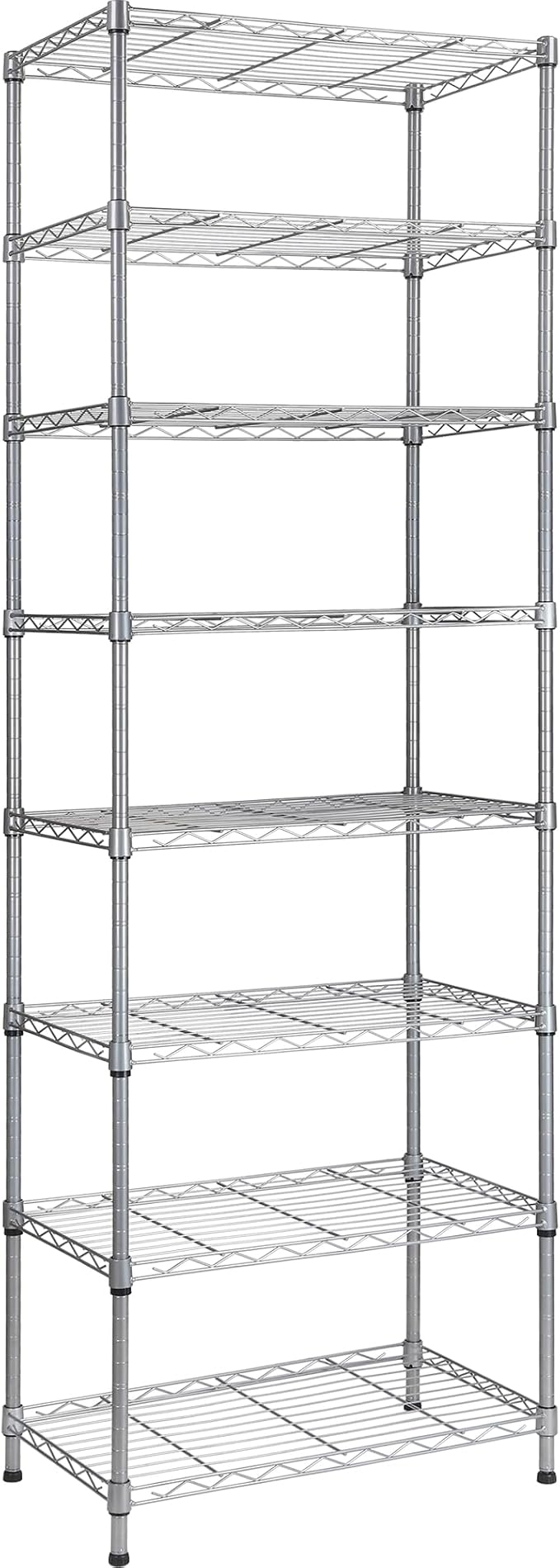 REGILLER 8-Wire Shelving Metal Storage Rack Adjustable Shelves,Standing Storage Shelf Units for Laundry Bathroom Kitchen Pantry Closet(Silver,13.9" D x 23.9" W x 72.1" H)