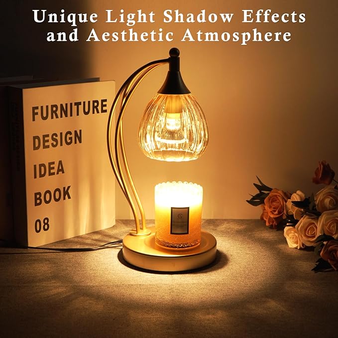 Candle Warmer Lamp, Electric Candle Warmer with Timer Dimmer - Candle Lamp Warmer for Scented Jar Candles - Candle Lamp for Housewarming Gifts New Home Decor (Amber Color)