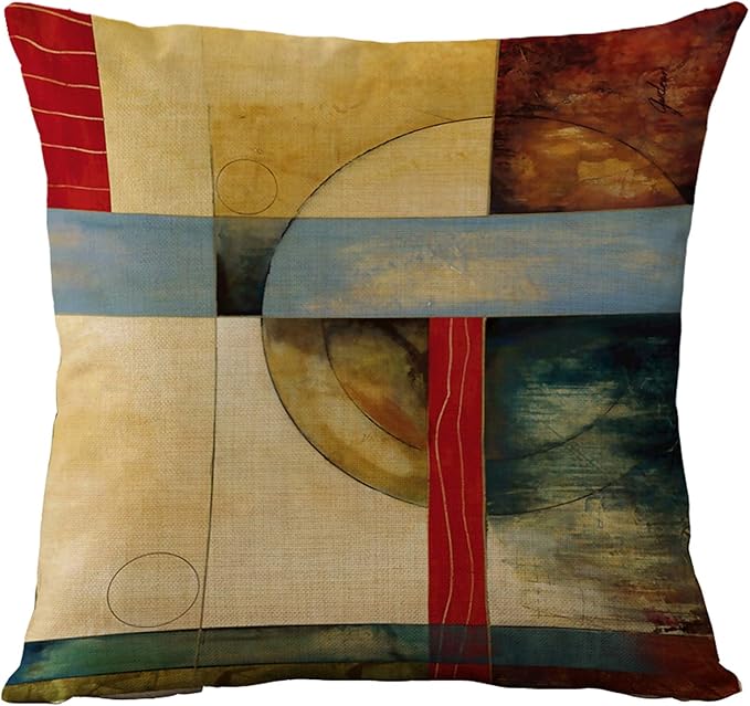 WOMHOPE Set of 4 Vintage Geometric Decorative Throw Pillow Covers Pillow Cases Cushion Cases 18 x 18 Inch for Living Room,Couch and Bed (Geometric)