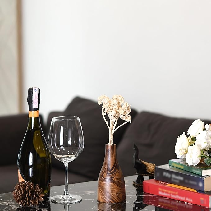 Aeravida Artistic Grain Pattern Natural Mango Tree Wood Flower Vase | Mango Tree Wood Flower Vase | Handmade Home Office Table Vase| Flower Vases Decorative for Living Room (1PCS)