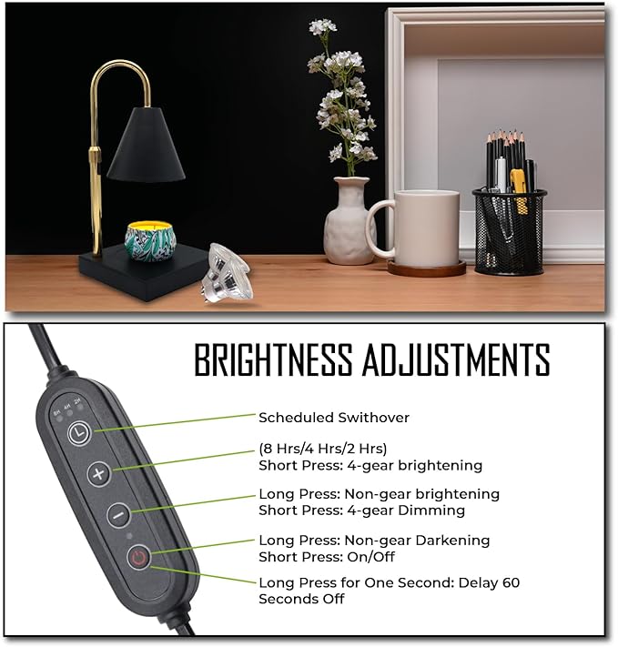 Adjustable Electric Candle Warmer Lamp with Timer - Safe & Dimmable Fragrance Diffuser for Wax Melting and Jar Candles - Modern Home Decor and Gift Ideas