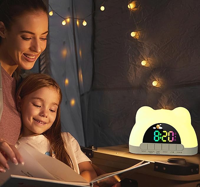 Alarm Clock for Kids, Ok to Wake Clock with Green Light Red Light, Children's Sleep Trainer,10 Ringtones,3 Brightness, Dual Alarms, Digital Alarm Clock for Adults Boy Girl Toddler Bedroom