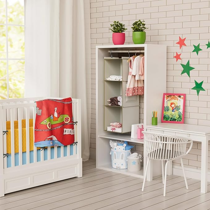 Hanging Closet Organizer, 3-Shelf Closet Hanging Storage Shelves, Beige