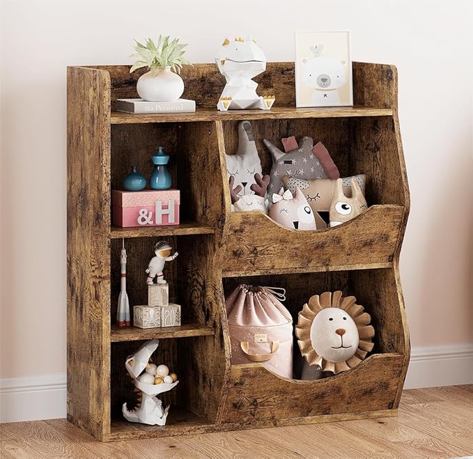 GarveeHome Kids Toy Storage Organizer, Children Bookcase with Storage Cubbies, Toddler Toy Shelf for Playroom, Living Room, Nursery