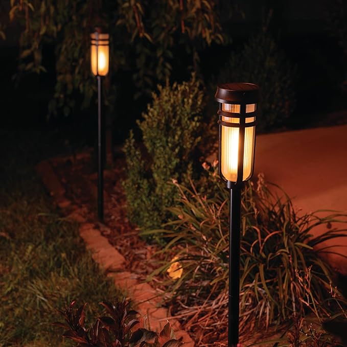 Metal Solar Torch Lights - Adjustable Height (24" - 50"), Outdoor Garden Decor with Patented LED, Waterproof Solar Tiki Torches for Yard, Patio, Garden Pathway, Matte Black – 1 Pack