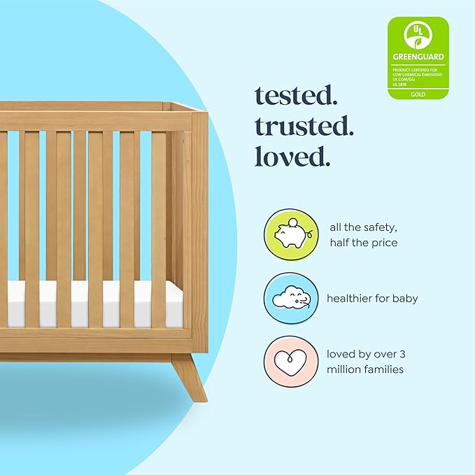 DaVinci Otto 3-in-1 Convertible Baby Crib - GREENGUARD Gold Certified Wooden Convertible Crib to Toddler Bed & Daybed - Baby Bed with 4 Adjustable Mattress Heights & Easy to Assemble - Honey