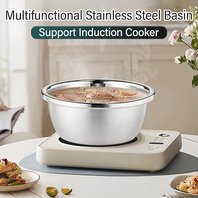 304 Stainless Steel Colander 5QT Microporous Colander & Large Bowl for Kitchen,Rice Strainer with Salad Mixing Bowl for Pasta Straining,Fruit Washing,Vegetable Draining,Food Mixing(2PCs)