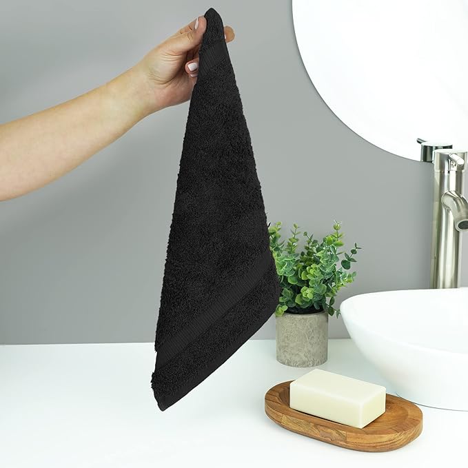 Chakir Turkish Linens | Hotel & Spa Quality 100% Cotton Premium Turkish Towels | Soft & Absorbent (Personalized 3-Piece Towel Set, Black)