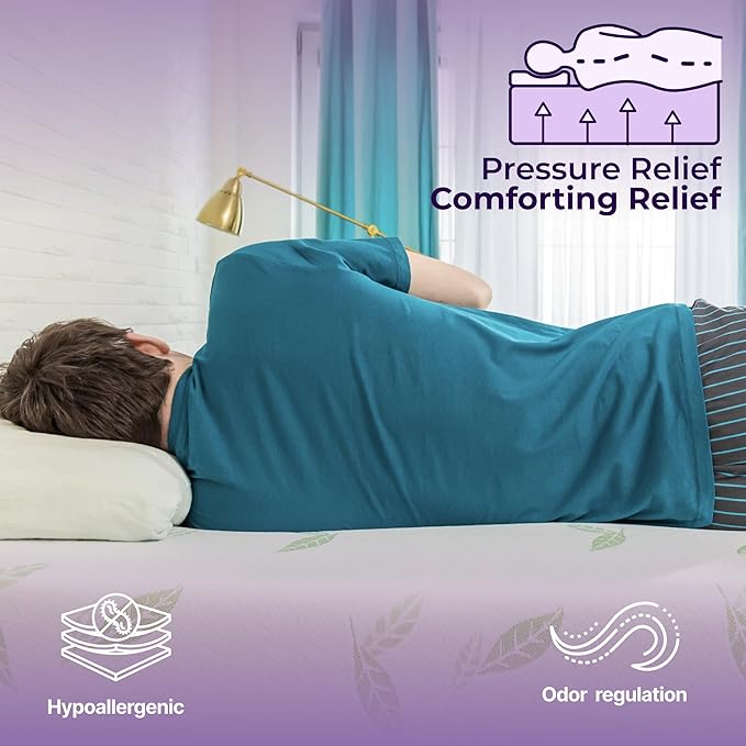 NapQueen Queen Size, 12 Inch Anula Green Tea Infused Memory Foam Mattress, Bed in a Box, CertiPUR-US Certified Mattress