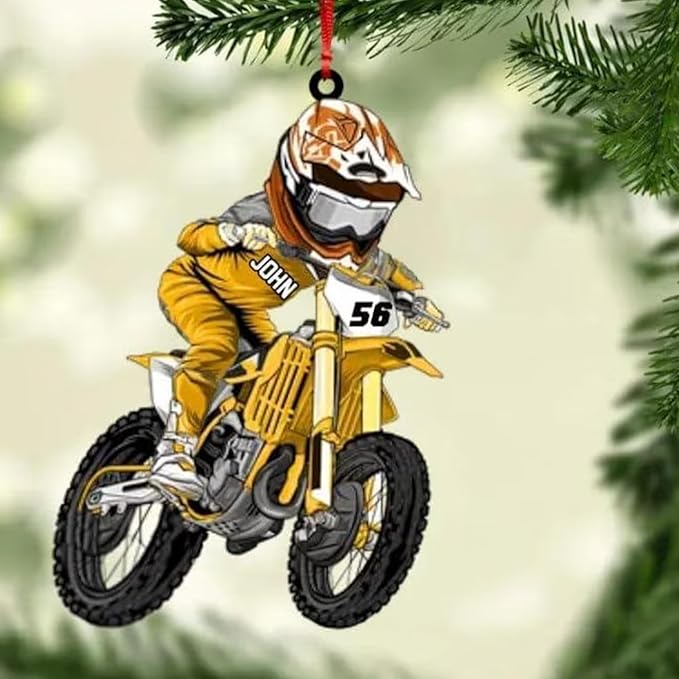 Personalized Dirt Bike Acrylic Ornament 2025, Personalized Christmas Tree Decoration, Unique Holiday Keepsake, Gift for Dirt Bike Lovers, Riders, Family Style 2