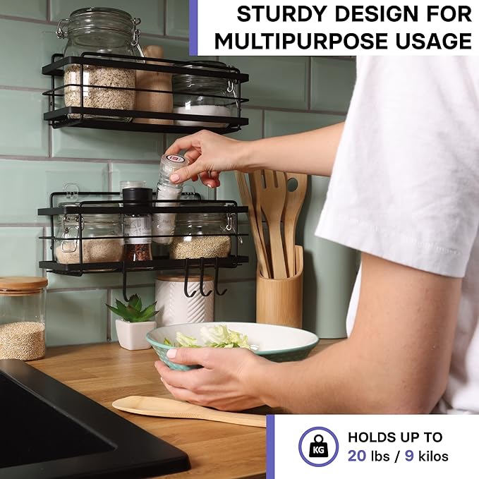 KINCMAX Premium Shower Caddy, 2-Pack Adhesive Shower Organizer, No Drill Bathroom Shelves, Rustproof Stainless Steel Shower Shelves for Inside, Shampoo Holder, Storage Rack, Matte Black