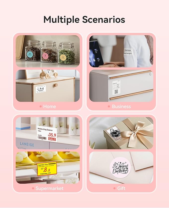 NIIMBOT B21 Pro Label Maker, 300DPI HD Label Printer, Ideal for Notes,Photos, Study Graphics, Memo Maker,50x30mm Label,230Pcs(Red)