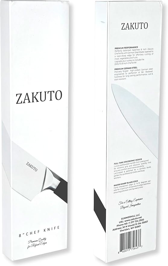 8 Inch Chef Knife - Professional Japanese Chef Knife with High Carbon Stainless Steel Sharp Blade and Ergonomic Comfortable Handle for Chopping, Mincing, Dicing and Slicing, Premium Gift Box