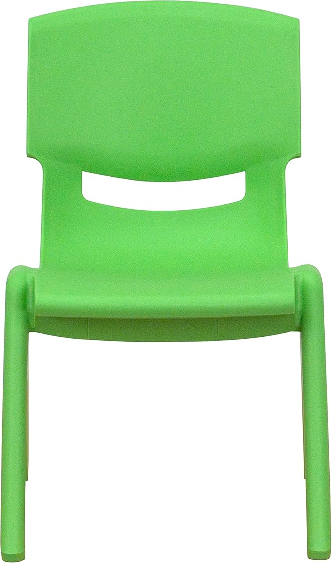 EMMA + OLIVER 2 Pack Green Plastic Stackable School Chair with 10.5" H Seat, Preschool Chair