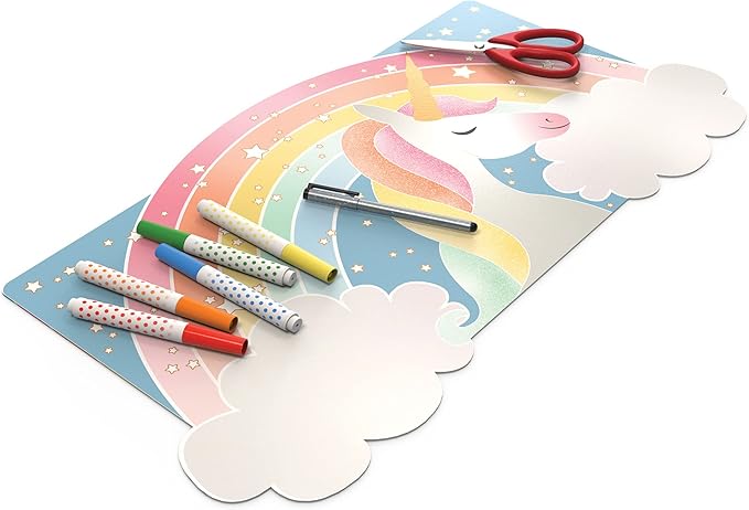 Uncommon Desks Kid's Desk Mat - for Schoolwork Arts & Crafts - Fun Computer & Mouse Pad Blotter - Washable Table Cover - Student School Organizer - Cute Office, Home, School Supplies - Unicorn Design