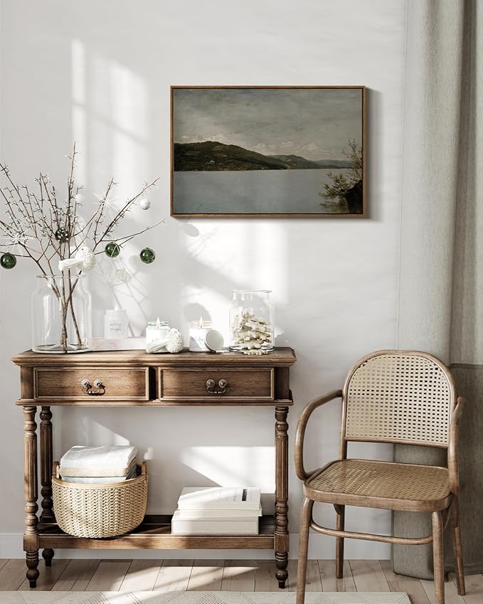 InSimSea Framed Canvas Wall Art Vintage Decor, Classical Landscape Paintings Artwork, Large Prints, Vintage Nature Decor, Retro Wall Decoration for Bedroom Living Room Bathroom, 20"x30"