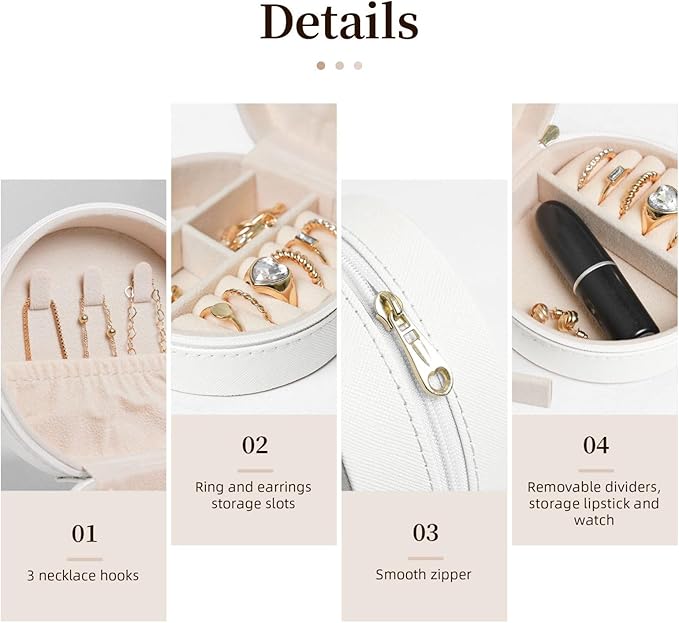 Personalized Jewelry Box Gifts for Women - Custom Jewelry Organizer with Image Text Logo - Customized Travel Leather Jewelry Case for Mom Wife Wedding Girls