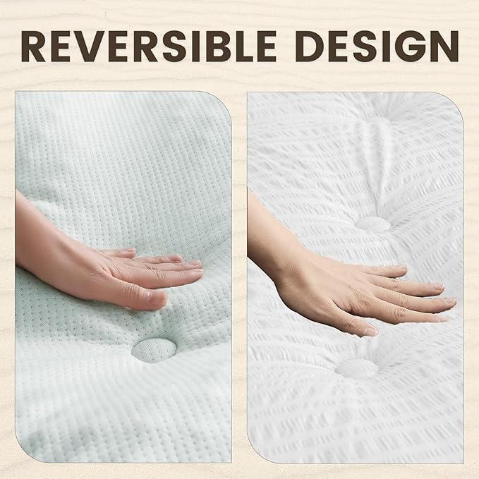 QUIETSEA Reversible RV King Mattress Topper Egg Crate Memory Foam Mattress Topper, Bamboo Viscose Mattress Pad RV King, Noiseless Waterproof Mattress Cover with Deep Pocket up to 21", 72" x 80"