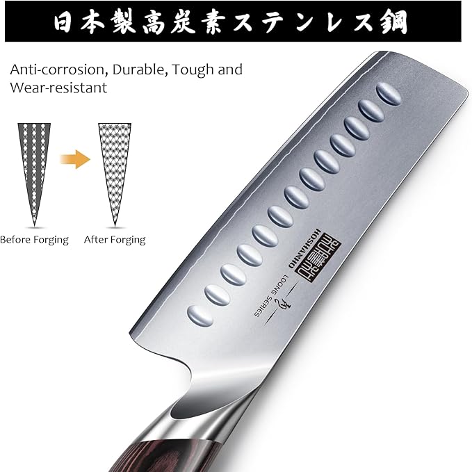 7 Inch Nakiri Knife, Japanese High Carbon Stainless Steel Chef Knife, Multipurpose Meat Vegetable Sharp Kitchen Knife with Ergonomic Pakkawood Handle