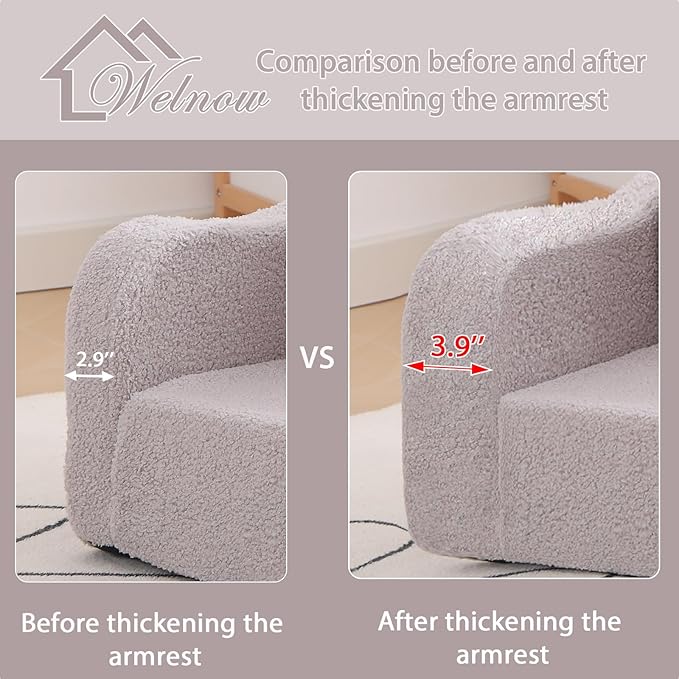 Welnow 2-in-1 Kids Sofa Chair, Convertible Toddler Chair Flip Out Children Sofa Chair with Wave Armrests Folding Kids Play Sofa with Side Pockets & Removable Cover Armchair for Girl or Boy