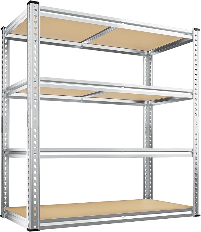 REIBII 40" W Garage Shelving 2000LBS Storage Shelves Adjustable Metal Shelving 4 Tier Pantry Shelves for Closet Basement Kitchen 40" W x 19.7''D x 60''H, Silver