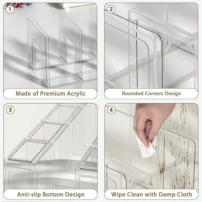 Acrylic Kids Shoe Rack - 2 Pack Clear Shoe Organizer for Toddlers & Children, Space-Saving Nursery Shoe Storage Shelf, Small Baby Shoes Display Rack for Closet/Entryway, for Desk File Book Organizer