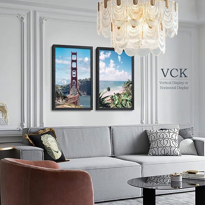 VCK 20x30 Poster Frame Set of 4 - Black, Gallery-Quality Wood Picture Frames, 1.1-Inch Wide Border, Polished Plexiglass, Vertical or Horizontal Wall Display for Photo/Art/Prints, Black