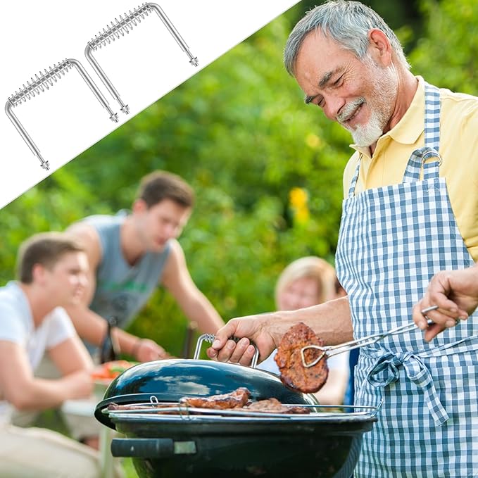 Dunzy 2 Pieces 6" Steel Spring Handle 5" Wide Overall with 1/2" Steel Rod for BBQ Pits Trailers Custom Metal Projects Wood Stove Handles Replacement Grill Barbecue Tool Sets(Silver)