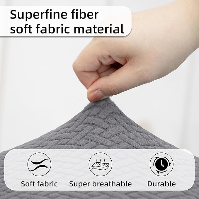 Rv Dinette Cushion Covers,Jacquard Stretchable Camper Cushion Cover,RV Cushion Slipcover,Rv Couch Cover Replacement for RV Camper Car Bench,2 Backrest Covers and 2 Bench Covers (Twill,Grey)