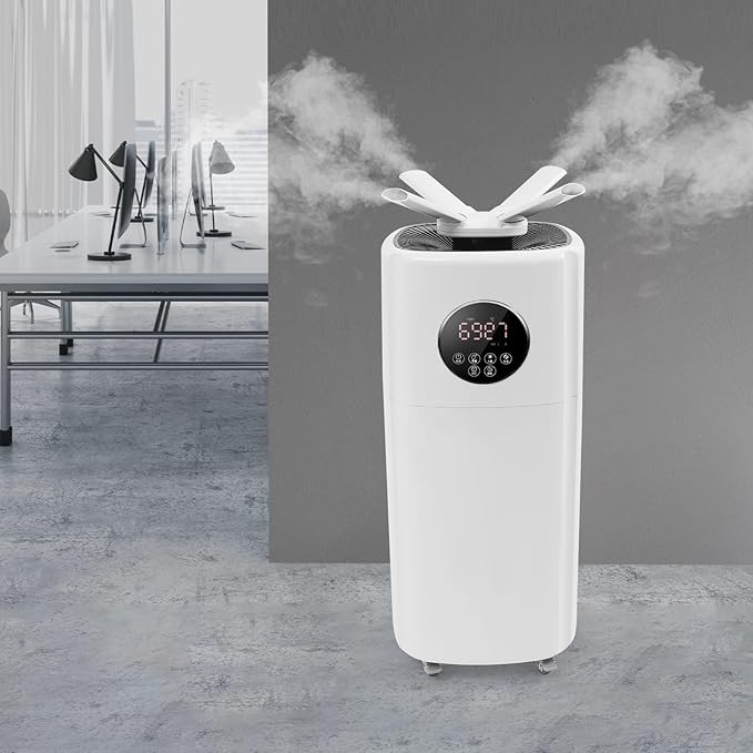 21L Commercial Humidifier for Large Room, 5.5Gal Whole House Ultrasonic Humidifier w/ 3 Mist Levels & Remote Control & Wheels &12-Hour Timer Top Fill for Home 3200ft²