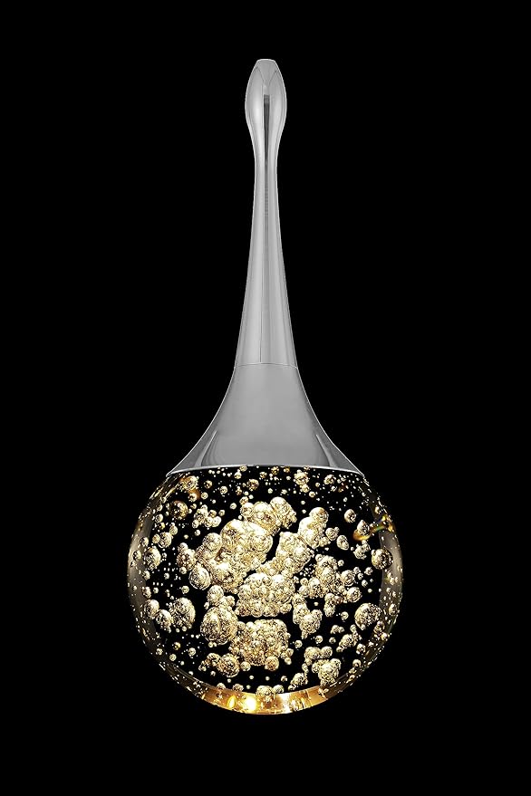 Flashing God Silver 1 Light Teardrop Crystal Pendant Lighting,Integrated Pendant Light with Crystal Bubble for Kitchen Island Globe Fixtures, Chromed Finishe 2700k 4500k 9000k