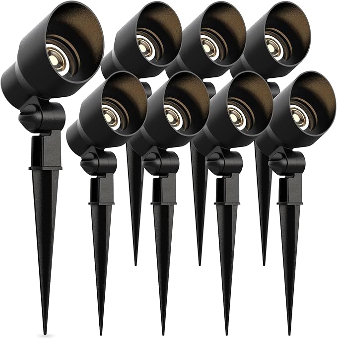 Malibu Low Voltage Landscape Lighting 9604 - 20W 145 Lumens Halogen Outdoor Lights 2800K With Stake Connector (8 Pack)
