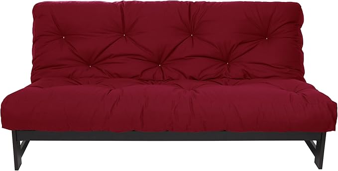 Mozaic Full Size 8-Inch Cotton Twill Gel Dual Memory Foam Futon Mattress, Red