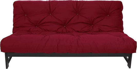 Mozaic Full Size 8-Inch Cotton Twill Gel Dual Memory Foam Futon Mattress, Red