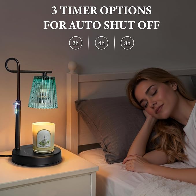 Candle Warmer Lamp with Timer Dimmer, Adjustable Height Wax Warmer Lamp for Jar Candle, Wax Melter House Warming Gifts New Home Décor, Birthday Gifts for Women Mom (Black)