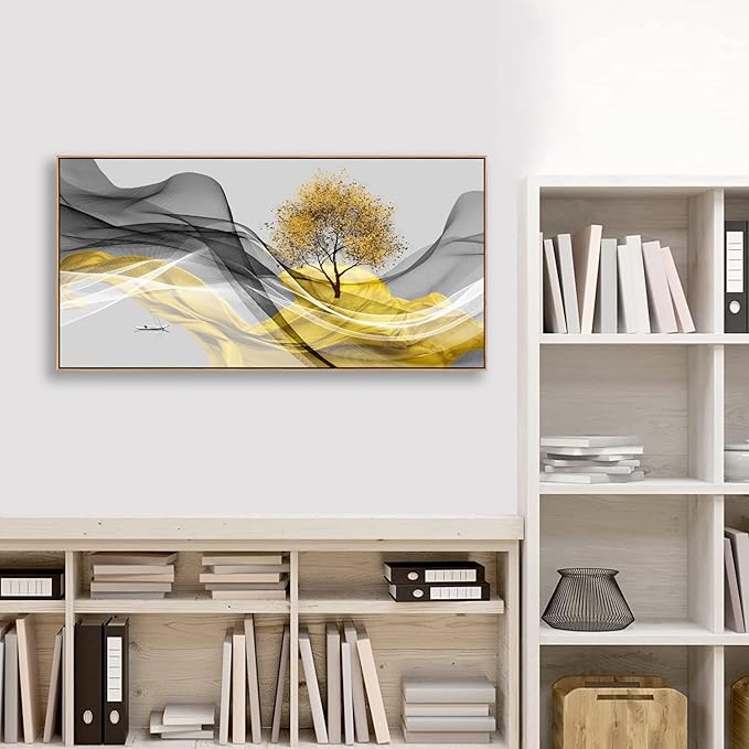 Tucai Decor Framed Wall Art Canvas Modern Light Luxury Abstract Ink Landscape Painting Artwork Waterproof Canvas Print Bedroom Home and Office Wall Art for living Room Wall Decor 24x48inch
