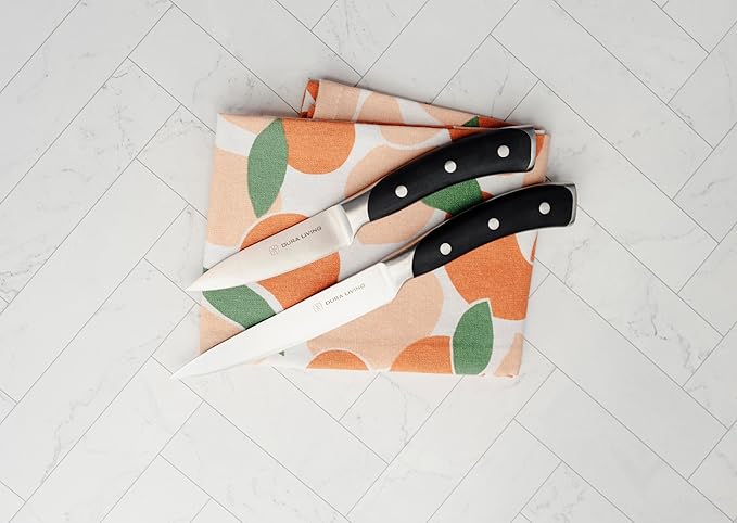 2-Piece Kitchen Knife Set – Ultra Sharp Precision German Stainless Steel Blades, 5” Utility & 3.5” Paring Knife with Ergonomic Handles, Multipurpose for Slicing & Peeling, Black Handle